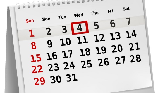 Kalender med markering på den fjerde